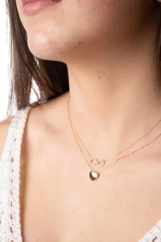 Gargantilla oro 18k mujer con cadena y motivo infinito con circonitas