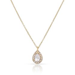 Gargantilla colgante mujer en oro 18k en forma de lágrima con circonitas
