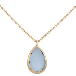 G643 Gargantilla mujer en oro 18K en forma de lágrima con piedra azul