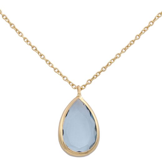 G643 Gargantilla mujer en oro 18K en forma de lágrima con piedra azul