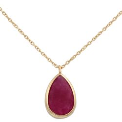 Gargantilla de mujer oro 18K en forma de lágrima color burdeos