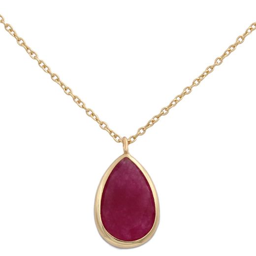 G645 Gargantilla de mujer oro 18K en forma de lágrima color burdeos