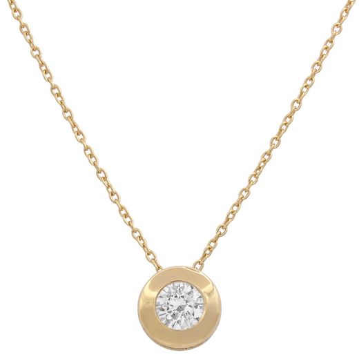 G649 Gargantilla colgante de mujer en oro 18kilates chatón circonita con cadena