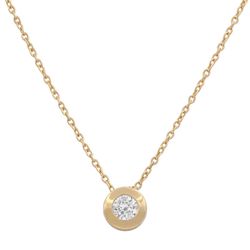 Gargantilla colgante de mujer con chatón en Oro de 18 K con circonita, parte trasera forrada, terminación en brillo
