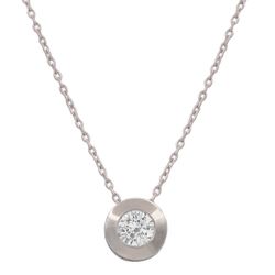 Gargantilla colgante con chatón de mujer en oro blanco 18k con circonita parte trasera esta forrada