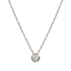 Colgante chatón de mujer en oro blanco 18k en el centro una circonita con talla brillante