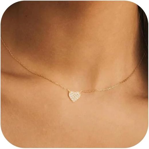 Gargantilla oro 18K para mujer moderno y elegante decorado con pave de circonitas