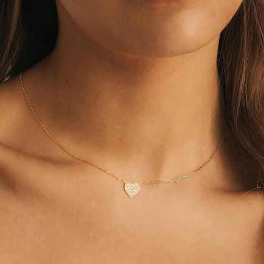Gargantilla oro 18K para mujer moderno y elegante decorado con pave de circonitas