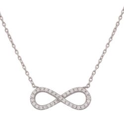 Gargantilla oro blanco 18K motivo Infinito con circonitas
