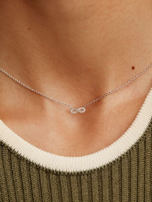 Gargantilla oro blanco 18K motivo Infinito con circonitas