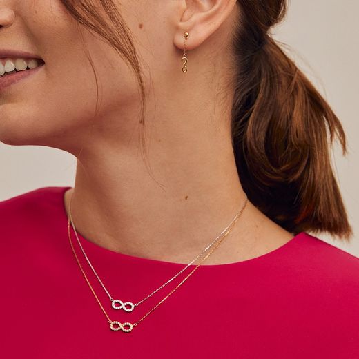 Gargantilla oro blanco 18K motivo Infinito con circonitas