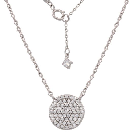 Gargantilla oro blanco de 18K en forma de círculo con pavé de circonitas