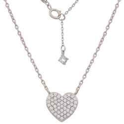 Gargantilla oro blanco 18k motivo corazón y circonitas con cadena incluida