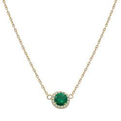 Colgante mujer en oro 18K piedra central crisopas verde y cerco de circonitas