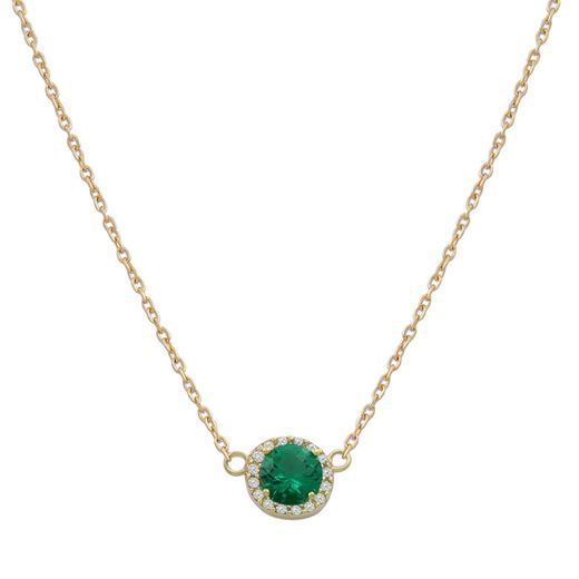 G773 Colgante mujer en oro 18K piedra central crisopas verde y cerco de circonitas