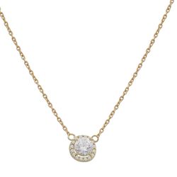 G775 Gargantilla colgante mujer en oro de 18K formado con cadena y colgante circular de circonitas