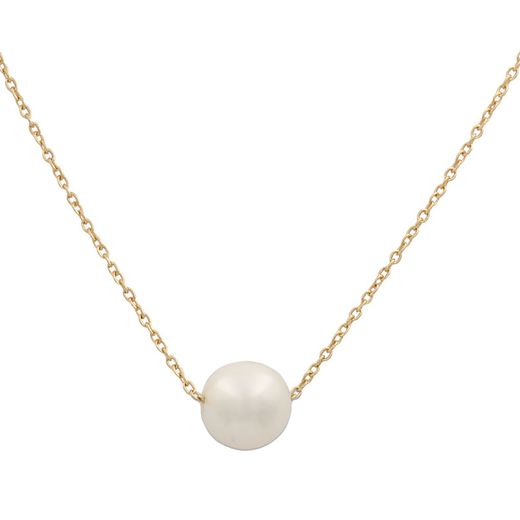 G776 Gargantilla de mujer en oro 18K con cadena y perla cultivada esférica