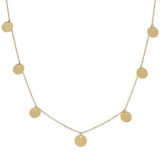 G954 Gargantilla mujer en oro 18K círculos diámetro 7mm con cadena forzada
