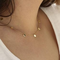 Gargantilla mujer en oro 18K círculos diámetro 7mm con cadena forzada