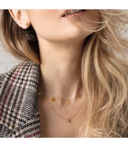 Gargantilla mujer en oro 18K círculos diámetro 7mm con cadena forzada