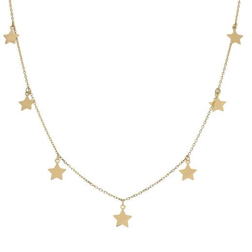 G955 Gargantilla en oro 18K de mujer con cadena forzada decorada con siete estrellas colgando