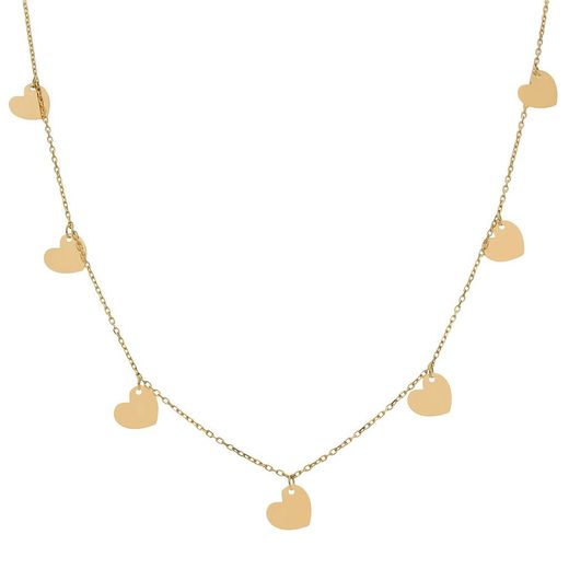 G958 Gargantilla mujer en oro de 18K cadena forzada con siete corazones ideal para regalar