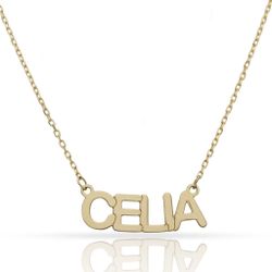 Elegante gargantilla personalizada con cadena ajustable en oro de 18K con el nombre de mujer CELIA