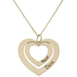 Colgante corazón con cadena en oro de 18Kilates con dos nombres