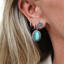 WE280X Pendientes Plata de Palo Mujer Meikai de plata 925 y piedra azul turquesa