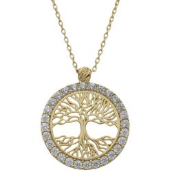 Gargantilla oro 18K motivo árbol de la vida con cadena decorado con circonitas