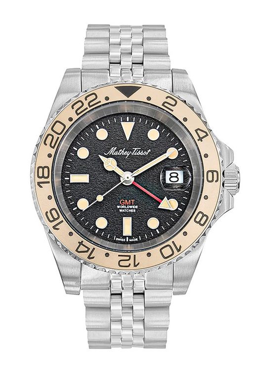 GMT H903RNC Reloj Mathey Tissot hombre Swiss Made esfera negra elegante acero inoxidable 316L con lupa en el calendario Swiss Made