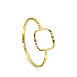 Guil5 Anillo mujer en oro 18K cuadrado calado con acabado liso y pulido