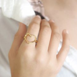 Guile2 Anillo de oro 18K motivo corazón estilo único y moderno