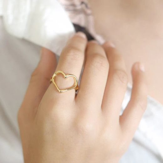 Guile2 Anillo de oro 18K motivo corazón estilo único y moderno