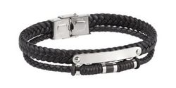 Pulsera de hombre de dos vueltas marrón Koshtan-tau Ref DT3090.00 en tono marrón con placa de acero inoxidable 316L para poder grabar