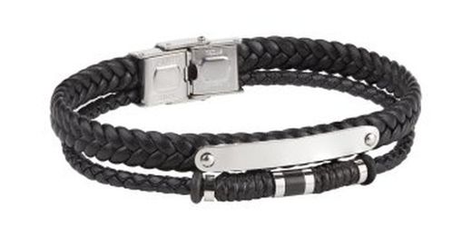 Pulsera de hombre de dos vueltas marrón Koshtan-tau Ref DT3090.00 en tono marrón con placa de acero inoxidable 316L para poder grabar
