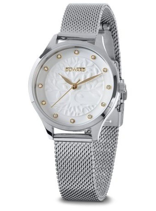 Reloj Duward mujer elegante esfera blanca modelo LADY Ayol Ref D25345.01 acero 316L cristal zafiro brazalete de esterilla acuático 5 ATM