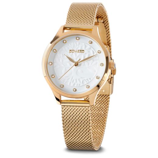Reloj Duward mujer brazalete de esterilla modelo LADY Ayol Ref D25345.11 caja y correa acero inoxidable 316L con tratamiento IP oro