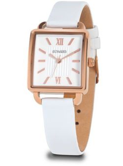 D15307.81 Reloj Duward mujer LADY Mosali muy elegante correa blanca con caja chapada en oro IP rosa acabado en acero inoxidable 316L