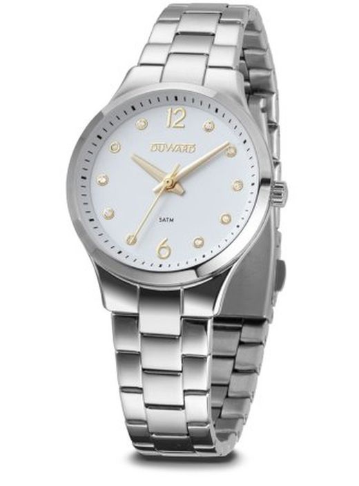 LADY Moteris D25355.01 Reloj DUWARD de mujer con un color moderno de acero inoxidable 316L, cristal zafiro, sumergible 5atm (50m) y cierre desplegable con pulsadores