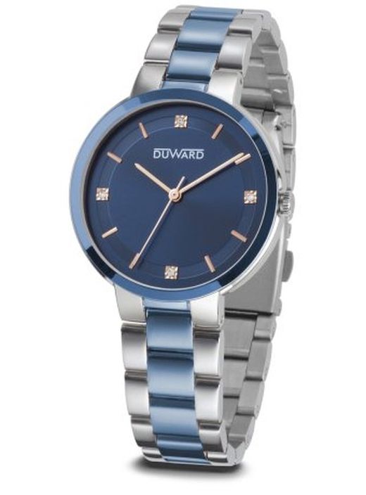 LADY Wanita Ref D25353.75 Reloj Duward de mujer esfera azul elegante minimalista caja y pulsera acabado con IP azul