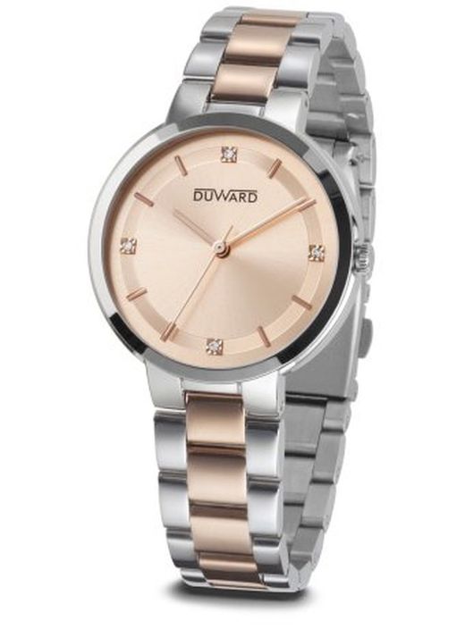 LADY Wanita Ref D25353.48 Reloj DUWARD mujer acero inoxidable 316L acabado con IP oro rosa esfera color rosado elegante y muy fina, cristal zafiro, acuático a 5 atm