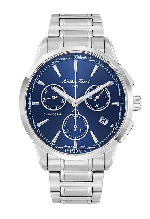 Lancelot H198CHABU Reloj Mathey Tissot hombre movimiento Swiss Made multifunción esfera azul elegante