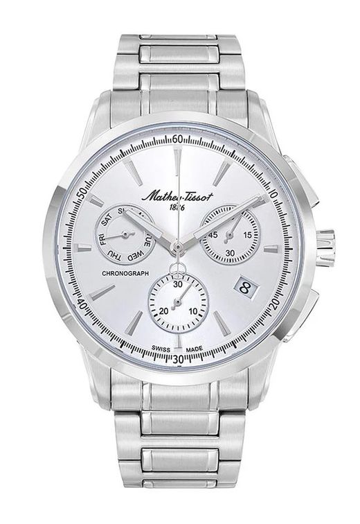 Lancelot H198CHAS Reloj Mathey Tissot Swiss Made de hombre multifunción acero 316L color plateado