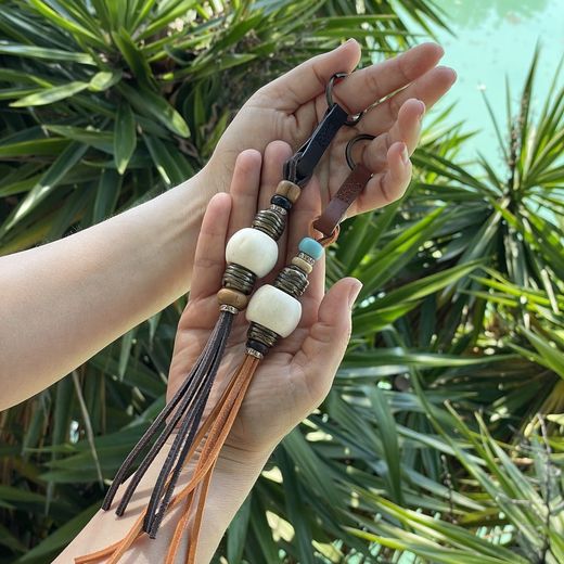 Llavero Plata de Palo LEMON de cuero marrón unisex BK004X