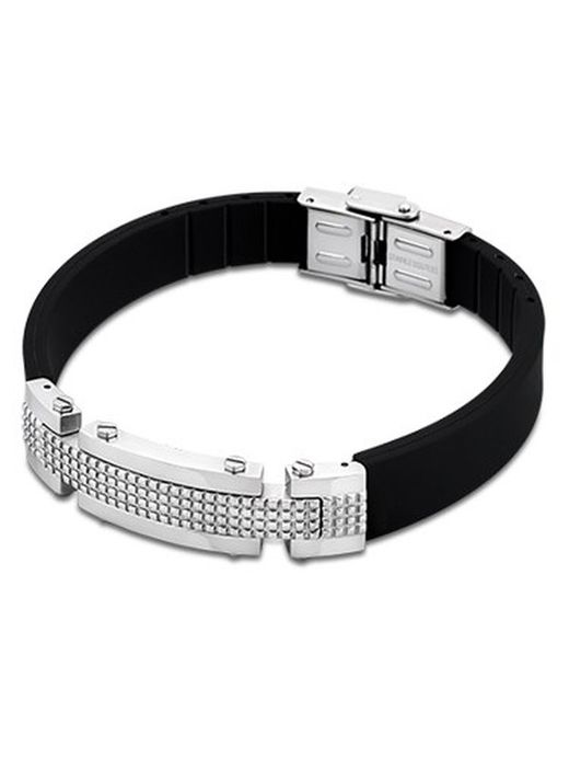 LS1561-2-1 Pulsera Lotus Style de caucho y acero para hombre