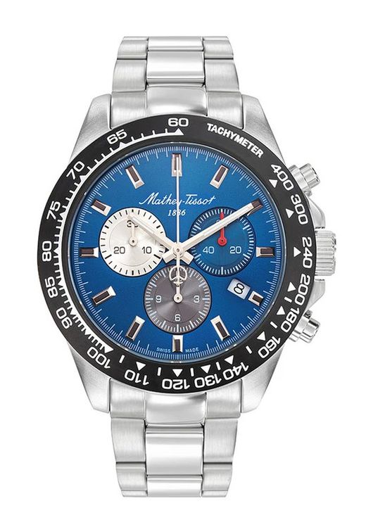 Mathy Chrono II H938CHABU Reloj Mathey Tissot movimiento Swiss Made de hombre cronógrafo acero inoxidable 316L con calendario, water resistant 10ATM esfera azul muy elegante