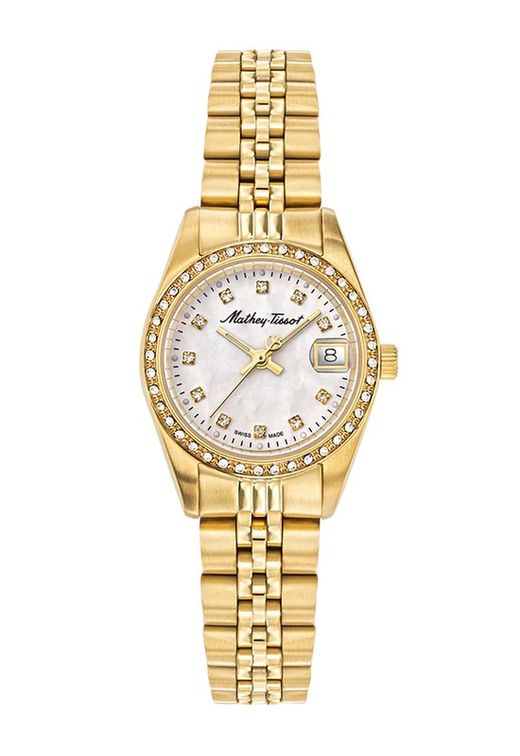 Reloj de Mujer Mathey Tissot MATHY IV D709PQI Swiss Made de acero inoxidable 316L tipo de correa armis con tratamiento IP en oro amarillo
