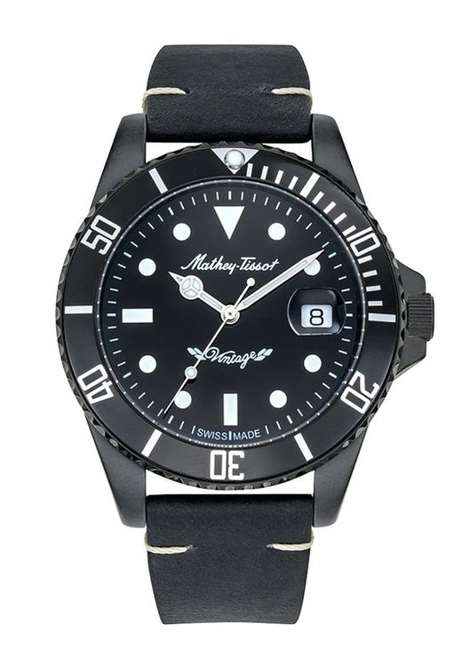 Mathy Vintage Automatic 42mm de hombre H901BZNB Reloj Mathey Tissot Swiss Made acero inoxoidable 316L, bisel unidireccional y calendario