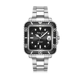 Mathy Vintage Square H902QAN Reloj Mathey Tissot hombre movimiento Ronda 505 Suizo de precisión y fiabilidad acero inoxidable 316L cristal zafiro y calendario, caja cuadrada